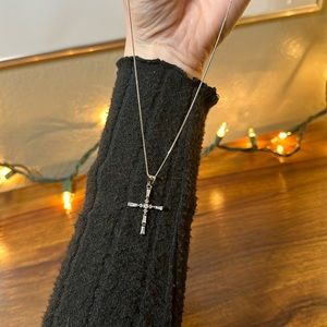 Sterling Silver CZ cross necklace
